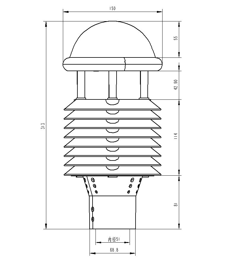 微型大氣環(huán)境監(jiān)測設備產品尺寸圖