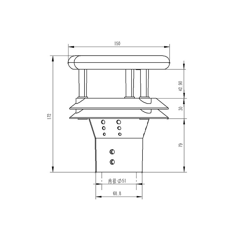 風(fēng)機(jī)專用超聲波風(fēng)速傳感器產(chǎn)品尺寸圖