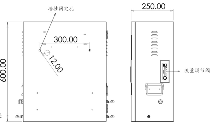 二次供水水質監(jiān)測設備側視圖